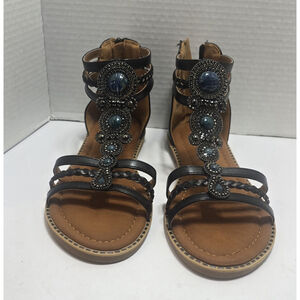 Black Rhinestone Gladiator Sandals Women's Size 10